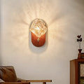 Vintage Ice Glass Wall Sconce Mid-Century Solid Wood Bedside Wall Light for Bedroom, Hallway & Living Room