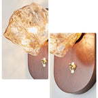 Vintage Ice Glass Wall Sconce Mid-Century Solid Wood Bedside Wall Light for Bedroom, Hallway & Living Room