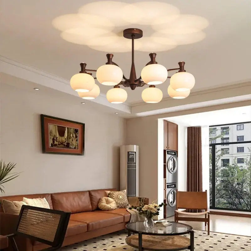 Full Spectrum Pendant Light Chandelier Retro Mid‑Century Modern Glass Hanging lamp For Kitchen Living Dining Foyer