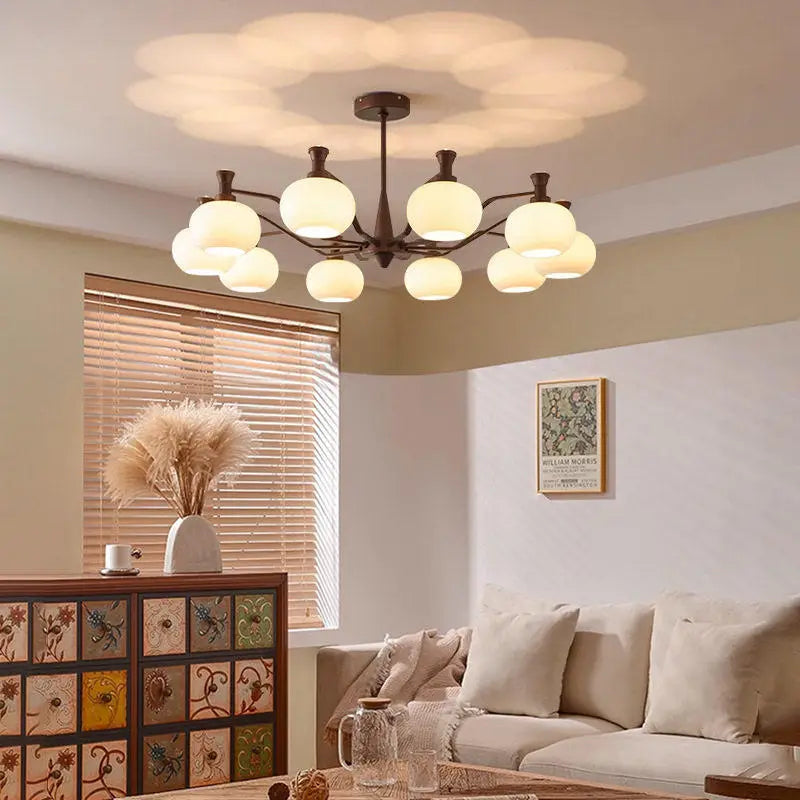Full Spectrum Pendant Light Chandelier Retro Mid‑Century Modern Glass Hanging lamp For Kitchen Living Dining Foyer