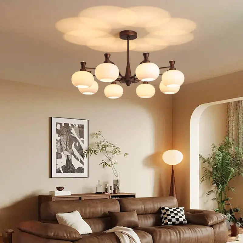Full Spectrum Pendant Light Chandelier Retro Mid‑Century Modern Glass Hanging lamp For Kitchen Living Dining Foyer