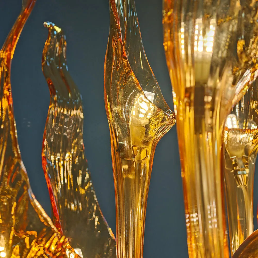 Amber Murano Glass Chandelier Luxury Italian Chihuly Hand-Blown Art Glass Pendant Light for Dining & Hotel Lobbies