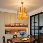 Amber Murano Glass Chandelier Luxury Italian Chihuly Hand-Blown Art Glass Pendant Light for Dining & Hotel Lobbies