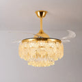 French Luxury Crystal Ceiling Fan Chandelier Light Modern 2-in-1 Fan & Lighting Fixture for Bedroom & Dining Living Room