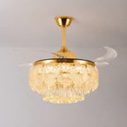 French Luxury Crystal Ceiling Fan Chandelier Light Modern 2-in-1 Fan & Lighting Fixture for Bedroom & Dining Living Room