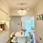 French Luxury Crystal Ceiling Fan Chandelier Light Modern 2-in-1 Fan & Lighting Fixture for Bedroom & Dining Living Room