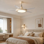 Mid-Century Modern Ceiling Fan Light with LED Flush Mount Fan-Light Combo for Living Room Bedroom