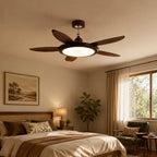 Mid-Century Modern Ceiling Fan Light with LED Flush Mount Fan-Light Combo for Living Room Bedroom