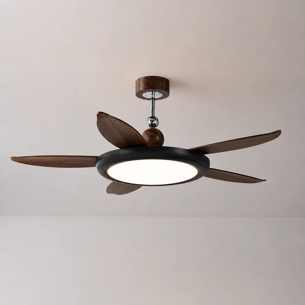 Mid-Century Modern Ceiling Fan Light with LED Flush Mount Fan-Light Combo for Living Room Bedroom