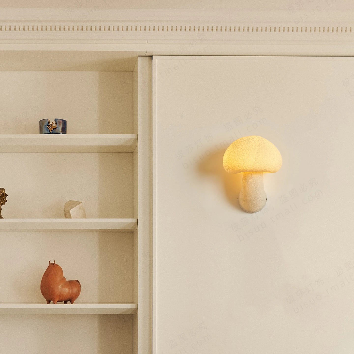 Rustic Mushroom Wall Lamp Farmhouse Cream Style Creative LED Sconce for Bedroom Corridor Kids Room Decor