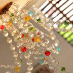 French Luxury Crystal Chandelier Retro Semi-Flush Ceiling light Mid-Century Modern Apartment Hanging Lamp