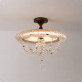 French Luxury Crystal Chandelier Retro Semi-Flush Ceiling light Mid-Century Modern Apartment Hanging Lamp