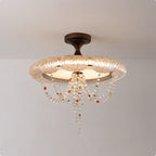 French Luxury Crystal Chandelier Retro Semi-Flush Ceiling light Mid-Century Modern Apartment Hanging Lamp