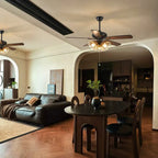 French Vintage Ceiling Fan with Light Rustic Wooden Blades Fan-Light Combo For Living Dining Room  Bedrooms