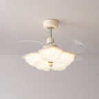 Mid-Century Luxury Flower Ceiling Fan Chandelier Light French Vintage Petal Fan-Light Combo for Dining Living Bedroom