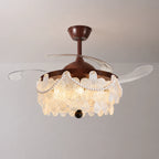 Retro Walnut Wood Ceiling Fan with Light French Country Fan-Light Combo Chandelier  for Bedroom Living