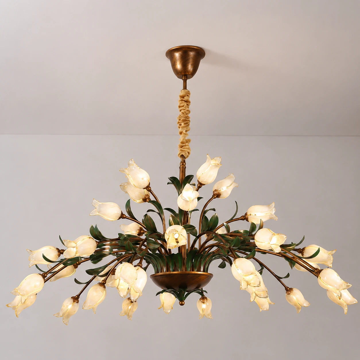Farmhouse Floral Chandelier French Vintage Rustic Hanging lamp  Designer Lighting Fixture for Living Hotel & Villa