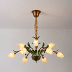 Farmhouse Floral Chandelier French Vintage Rustic Hanging lamp  Designer Lighting Fixture for Living Hotel & Villa