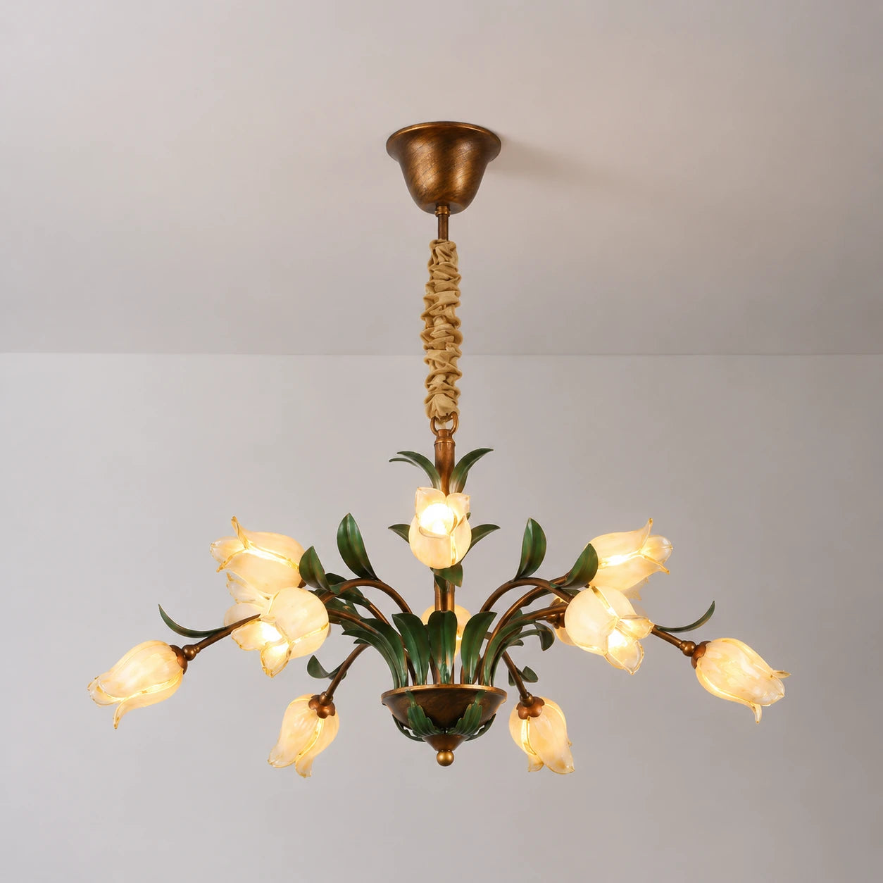 Farmhouse Floral Chandelier French Vintage Rustic Hanging lamp  Designer Lighting Fixture for Living Hotel & Villa