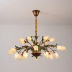 Farmhouse Floral Chandelier French Vintage Rustic Hanging lamp  Designer Lighting Fixture for Living Hotel & Villa
