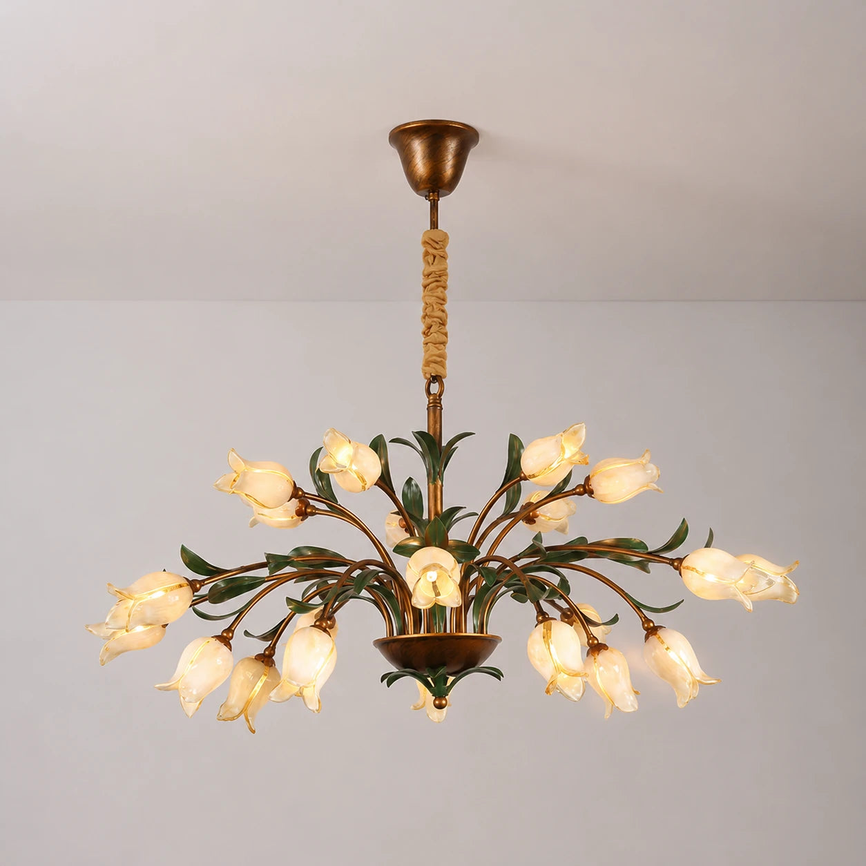 Farmhouse Floral Chandelier French Vintage Rustic Hanging lamp  Designer Lighting Fixture for Living Hotel & Villa
