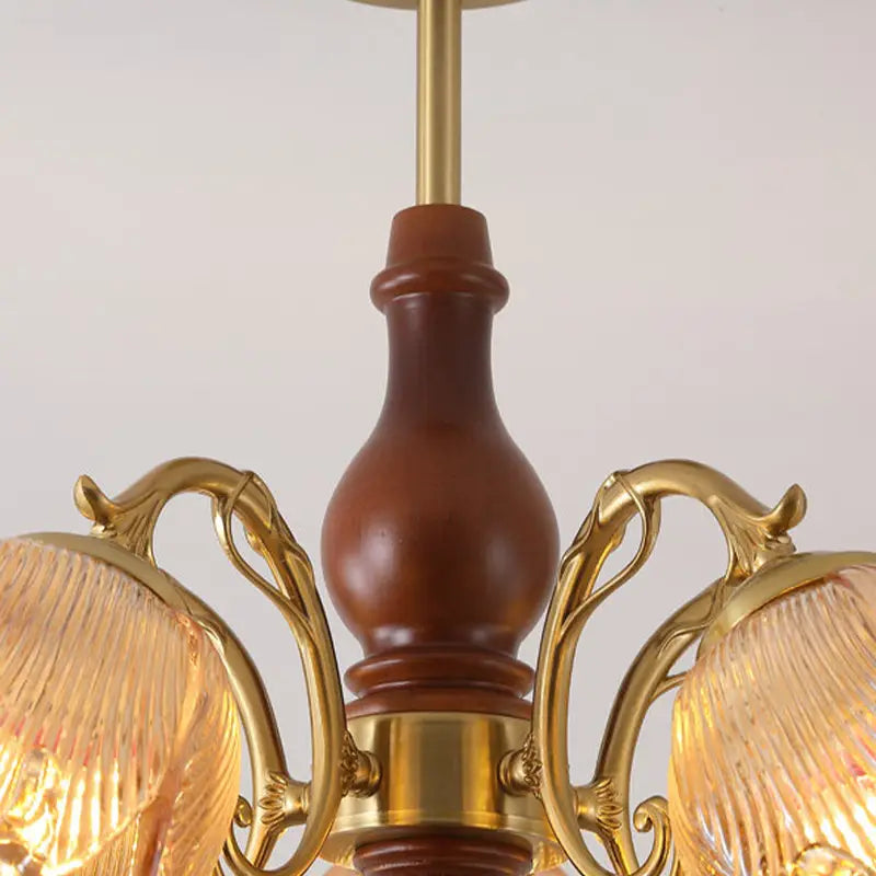 Retro Maillard Floral Glass Pendant Light Chandeliers French Postmodern Vintage Hanging lamp