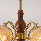 Retro Maillard Floral Glass Pendant Light Chandeliers French Postmodern Vintage Hanging lamp
