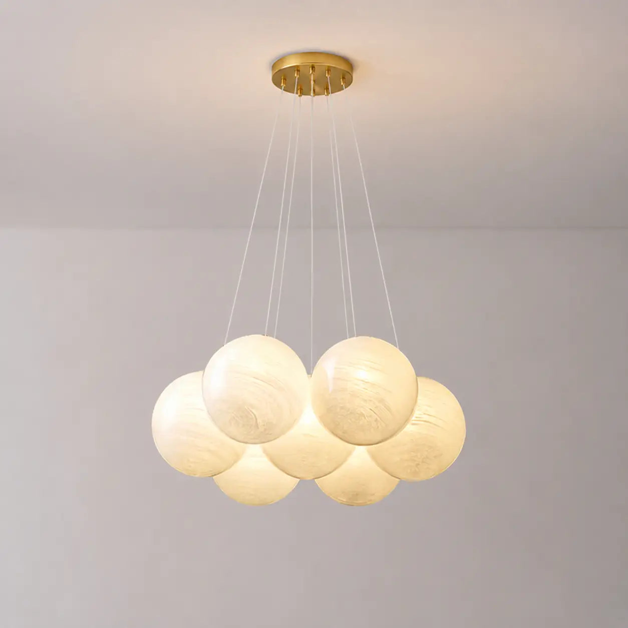 French Planet Bubble Chandelier Modern Cream Style Talia Chandelier Glass Globe Pendant Light For Living Dining